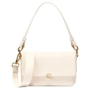 Cole Haan Shoulder Bag Ivory White Leather Satchel Gold Hardware Purse NWT $248